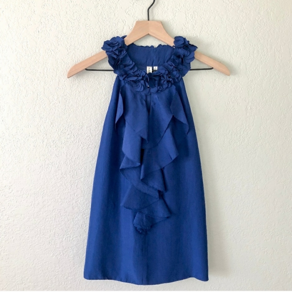 100% Silk Ruffled Sleeveless Top by Robbi & Nikki, size small